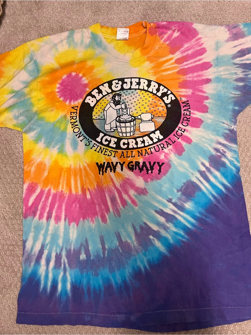 Vintage 1990s Ben and Jerry Tye dye t-shirt
